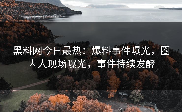 黑料网今日最热：爆料事件曝光，圈内人现场曝光，事件持续发酵
