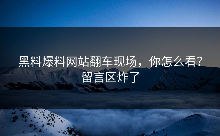 黑料爆料网站翻车现场，你怎么看？留言区炸了