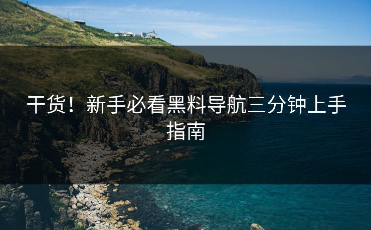干货！新手必看黑料导航三分钟上手指南