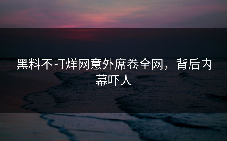 黑料不打烊网意外席卷全网，背后内幕吓人