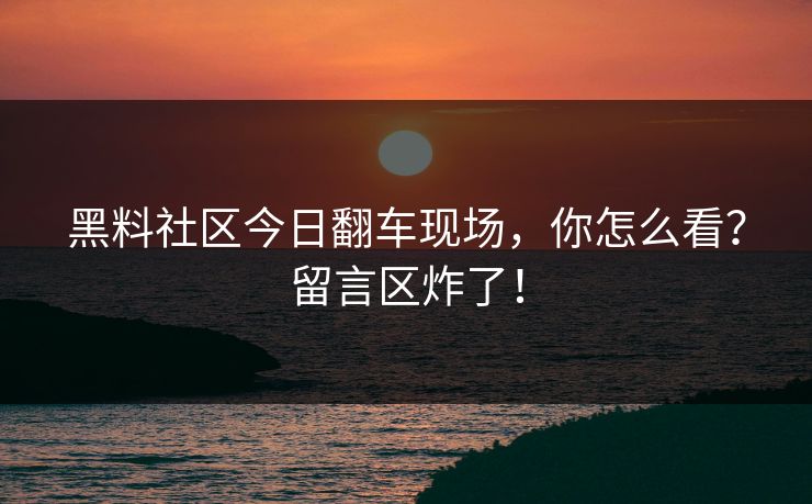 黑料社区今日翻车现场，你怎么看？留言区炸了！