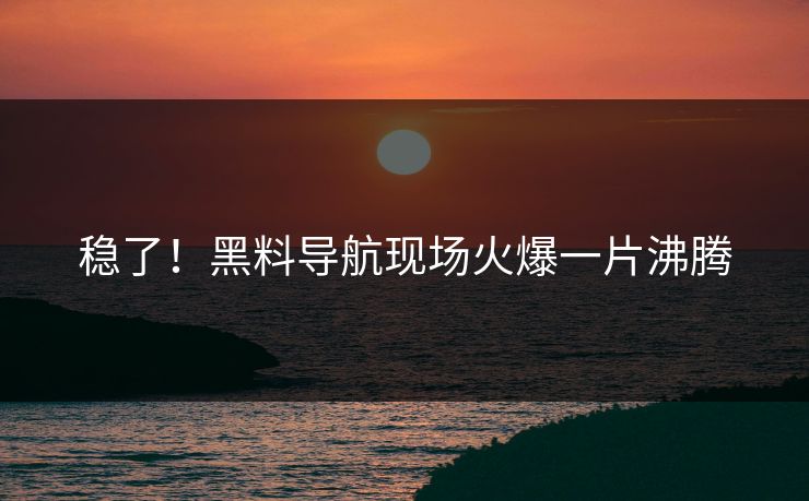 稳了！黑料导航现场火爆一片沸腾