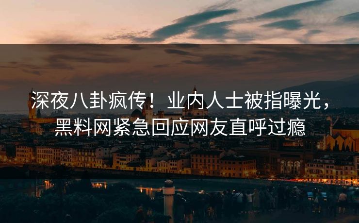 深夜八卦疯传！业内人士被指曝光，黑料网紧急回应网友直呼过瘾