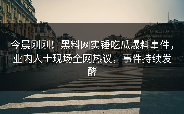 今晨刚刚！黑料网实锤吃瓜爆料事件，业内人士现场全网热议，事件持续发酵