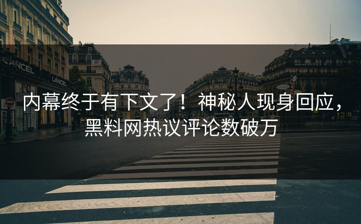 内幕终于有下文了！神秘人现身回应，黑料网热议评论数破万