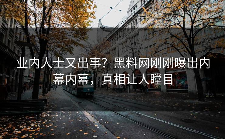 业内人士又出事？黑料网刚刚曝出内幕内幕，真相让人瞠目