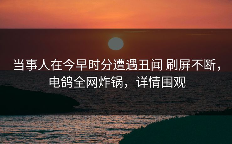当事人在今早时分遭遇丑闻 刷屏不断，电鸽全网炸锅，详情围观