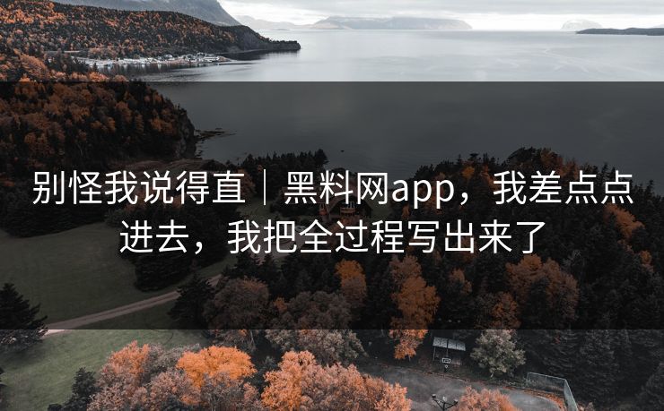 别怪我说得直｜黑料网app，我差点点进去，我把全过程写出来了